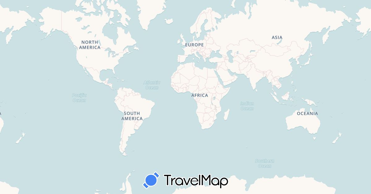 TravelMap itinerary: driving in Benin, France (Africa, Europe)